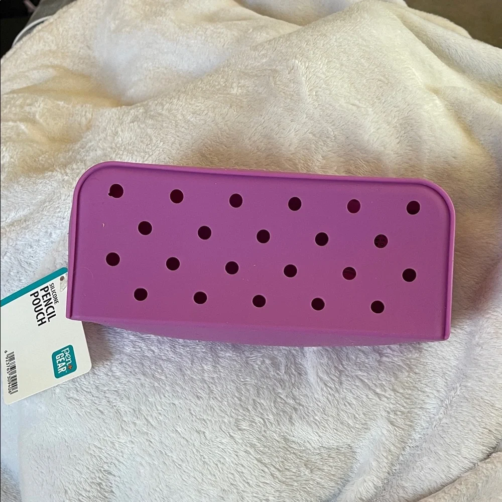 Purple or green silicone Pencil Pouch holds croc jibbetz shoe charms nwt